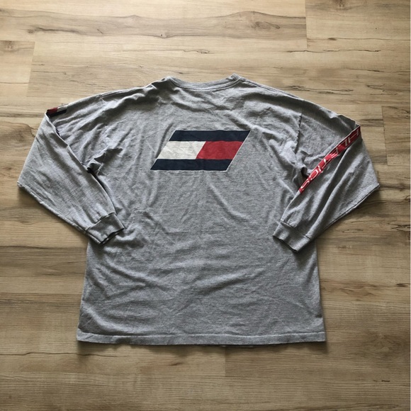 Tommy Hilfiger Gray Long Sleeve with Red and Blue Logo - Picture 1 of 10